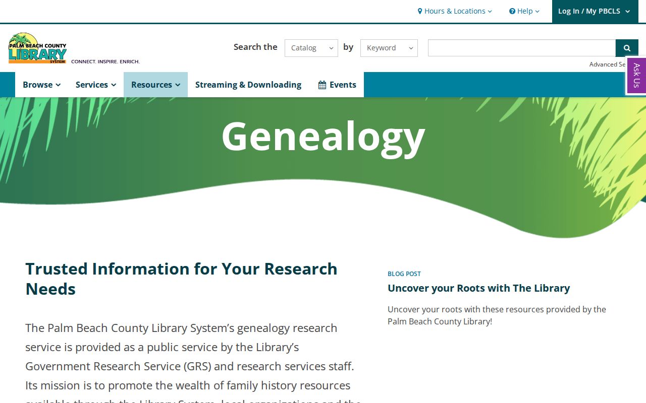 Palm Beach County Library genealogy resources for Delray Beach directory research
