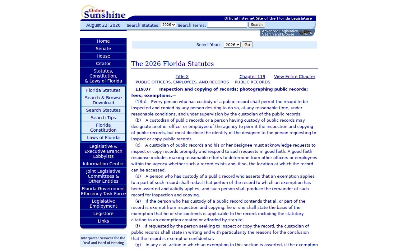 Florida public records law for Delray Beach previous residents research